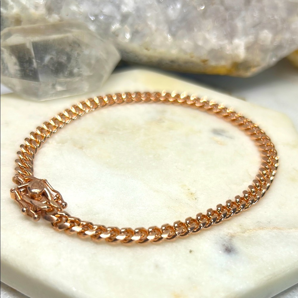 Rose Gold 925 Miami Cuban Bracelet